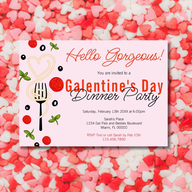 Hej Gorgous Rosa Galentine's Day Middag Party Inbjudningar (Skapare uppladdad)