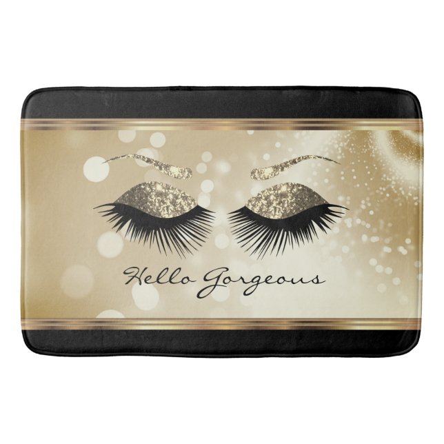Hej Gorgous - Vackra Eyelash med Guld Badrumsmatta (Framsidan)