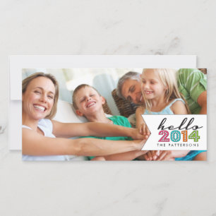 Hej Gott nytt år 2014-familjens fotokort Julkort