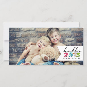 Hej Gott nytt år 2015-familjens fotokort Julkort
