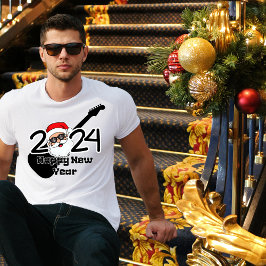 Hej Gott nytt år 2024 Santa Rockstjärna Man T Shirt