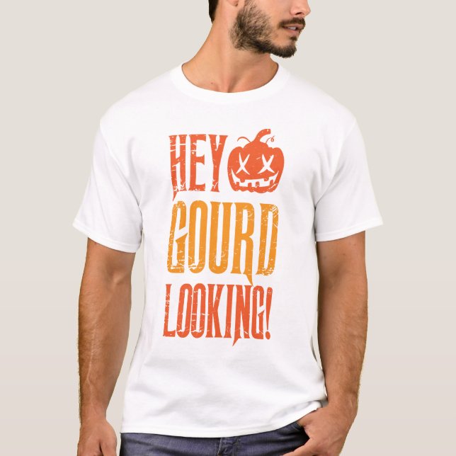Hej Gourd-Tittar Halloween T-Shirt (Framsida)