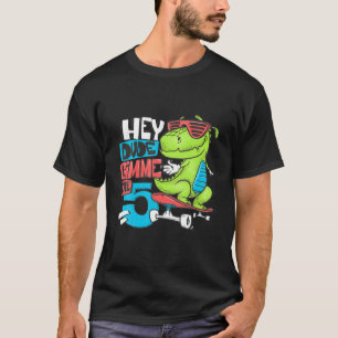Hej, grabben Gimme de 5 finna T-Rex Dinosaur Skate T Shirt