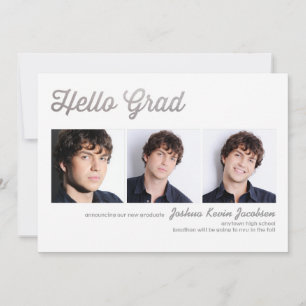 Hej Grad Silver Foil 3 Photo Studenten Inbjudningar