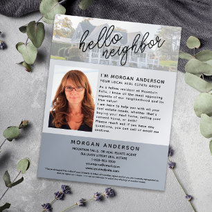 Hej granne Real Gods Marknadsföring Introduktion Reklamblad