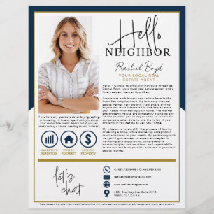 Hej granne Realtor Agent Introduktion Brev Reklamblad