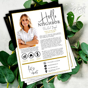 Hej granne Realtor Agent Introduktion Brev Reklamblad