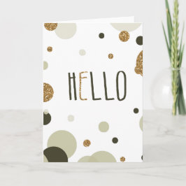 Hej Guld Faux Glitter Dots Kort