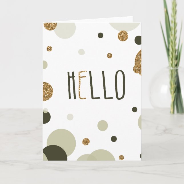 Hej Guld Faux Glitter Dots Kort (Framsida)