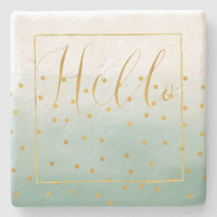 Hej Guld Mint Confetti Ombre Stenunderlägg