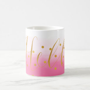 Hej Guld Rosa Confetti Ombre Kaffemugg