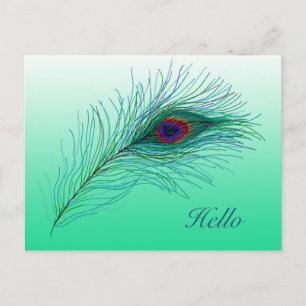 Hej, hållande i Touch Peacock Feathers Vykort