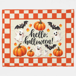 Hej Halloween Spöken Fladdermöss Pumpa Rutig Fläta Fleecefilt