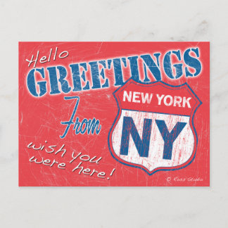 "Hej, Hälsning från New York", NY Retro Vykort
