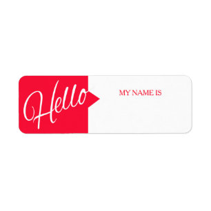 Hej hälsning introducerar etiketter för namn returadress etikett