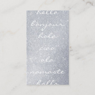 Hej Hälsning Silver Glitter Visitkort
