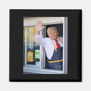 Hej, hämta din burger Donald Trump Cooks Fries Wor Magnet