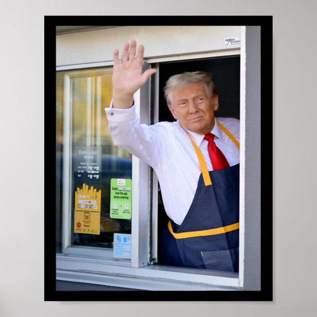Hej, hämta din burger Donald Trump Cooks Fries Wor Poster (Framsidan)
