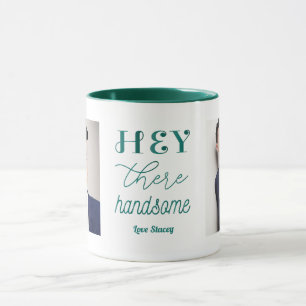 Hej Handsome Quote Grönt White Photo Mugg