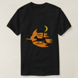 Hej Häxa - Orange-Svart Glad Halloween Bild. T Shirt