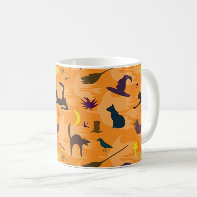 Hej Häxa - sömlöst Halloween-mönster. Kaffemugg (Framsida höger)