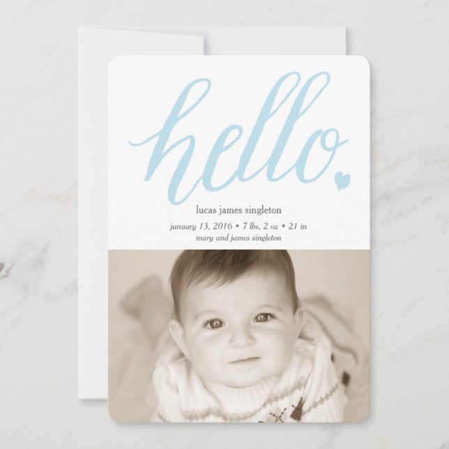Hej Heart Birance 5 x 7 Meddelande (Framsida)