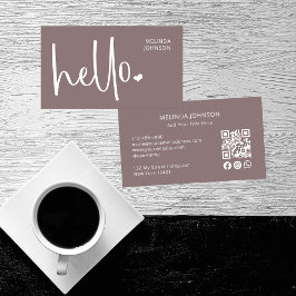 Hej Heart-skript QR-Social-media, gammal Rosa Visitkort