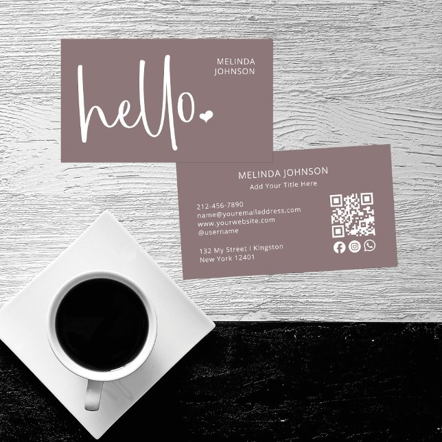 Hej Heart-skript QR-Social-media, gammal Rosa Visitkort (Skapare uppladdad)