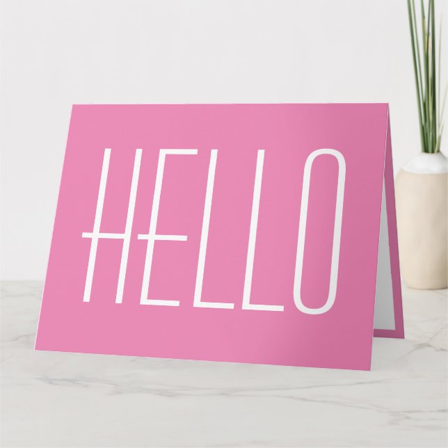 Hej Hej Enkel Typografi Minimalistisk Rosa Modern  Kort (Framsida)