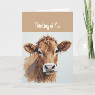 Hej Hej... Tankar på dig Cute Sweet Brown Cow Kort