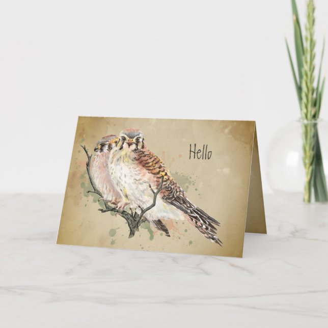 Hej Hej Tankar på dig Kestrel Falcon Bird Card Kort (Framsida)