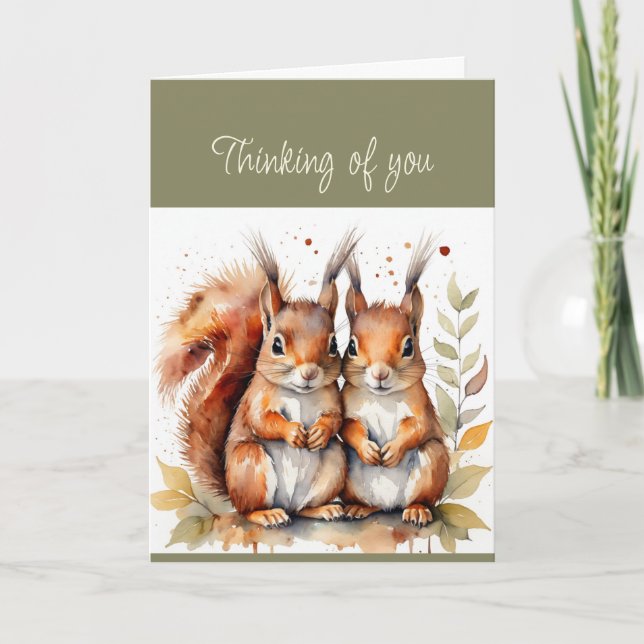 Hej Hej tänker på dig Cute Squirrel. Kort (Framsida)