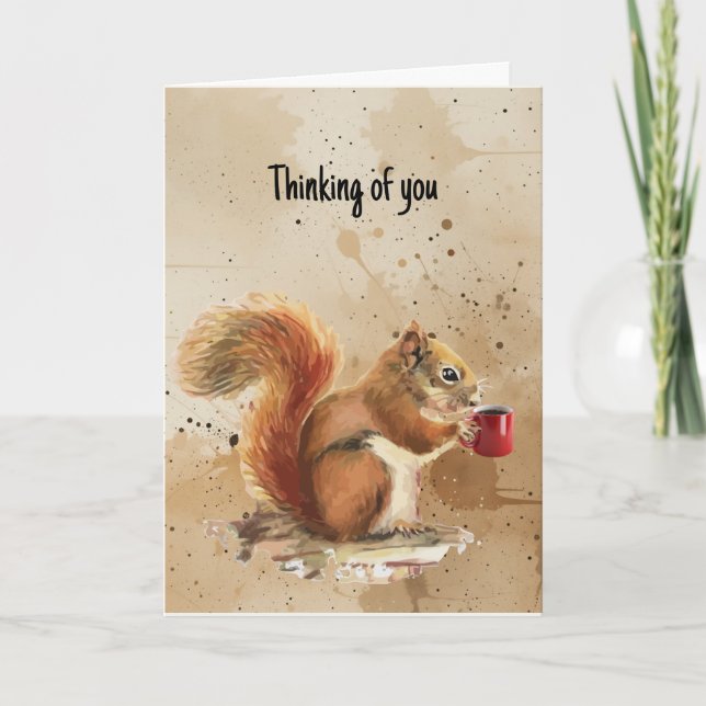 Hej Hej, tänker på dig Roligt Squirrel Animal Kort (Framsida)