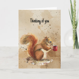 Hej Hej, tänker på dig Roligt Squirrel Animal Kort
