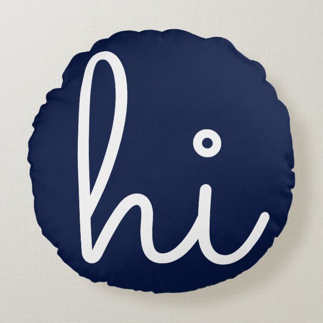 Hej Hello Stilig Modern Skrift Rund Kudde (Framsidan)