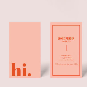 Hej Hi Avslappnad Red & Rosa Typography Retro Visitkort