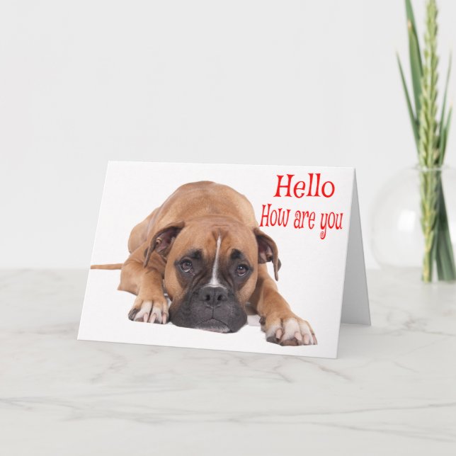 Hej / Hi Boxer Puppy - Brown & White Hund Kort (Framsida)