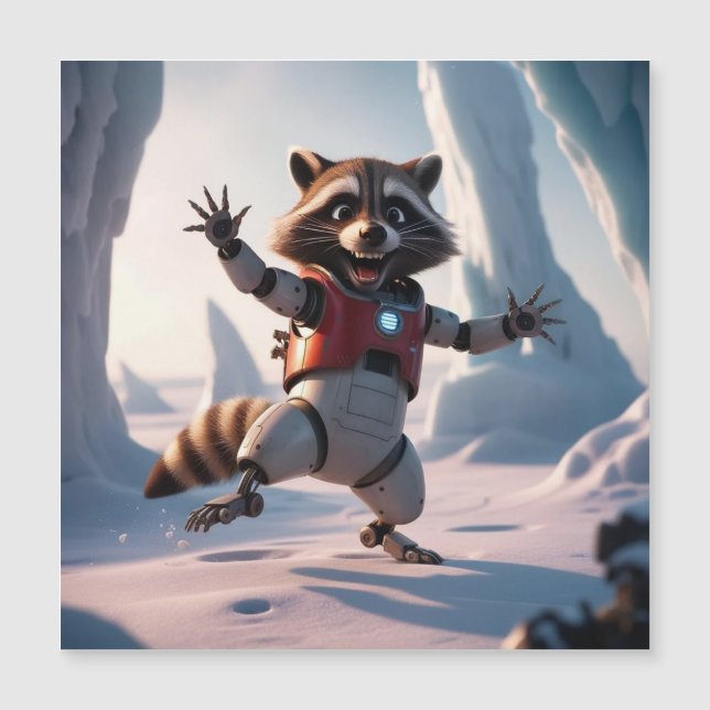 Hej,Hi Raccon Magnetisk Inbjudningskort (Framsida)