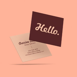 Hej Hi Red & Rosa Avslappnad Typography-skript Fyrkantigt Visitkort