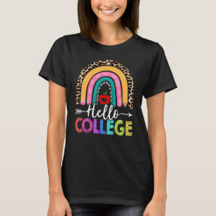Hej högskolelärare regnbåge leopard tillbaka till  t shirt