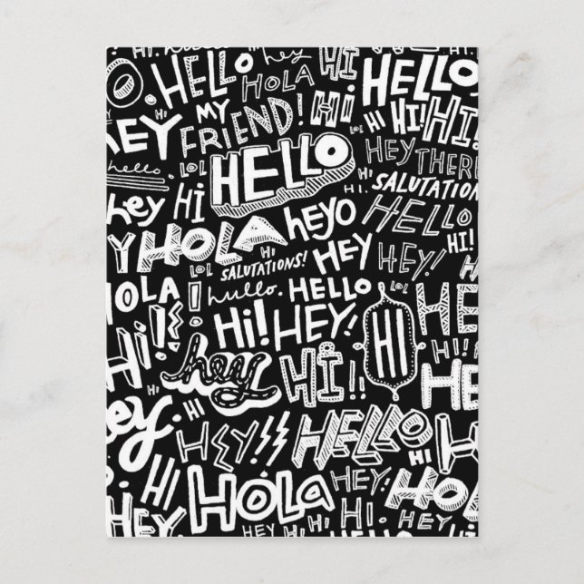Hej Hola Bonjour Vykort (Framsida)