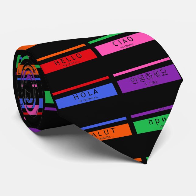 Hej Hola Salut Grönt Red Blue Lila Manar Tie Slips (Rullad)