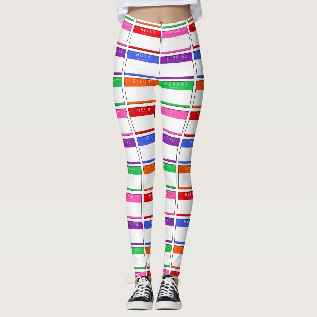 Hej Hola Salut Namn bricka Yoga Byxor Gym Leggings (Framsida)