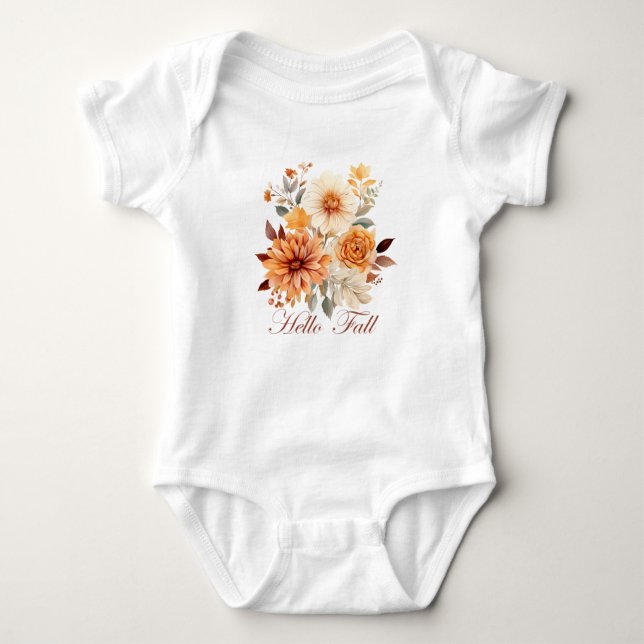 Hej höst Akvarell vilda blommor blad höst T Shirt (Framsida)