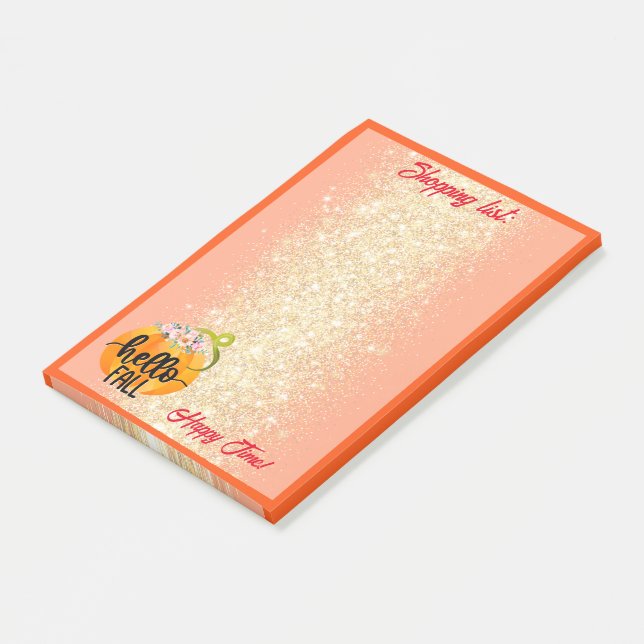 Hej - höst Anpassa text och Färg Post-it Block (Vinklad)