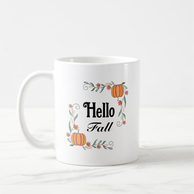 Hej Höst Autumn Pumpor med Blad Rustik Söt Kaffemugg (Vänster)