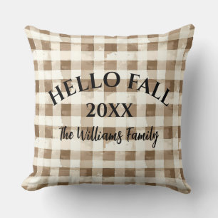 Hej Höst Brun Plaid Farmhouse Kastrull Kudd Kudde