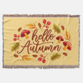 Hej Höst Fall Svamp Höstfärg Löv Filt