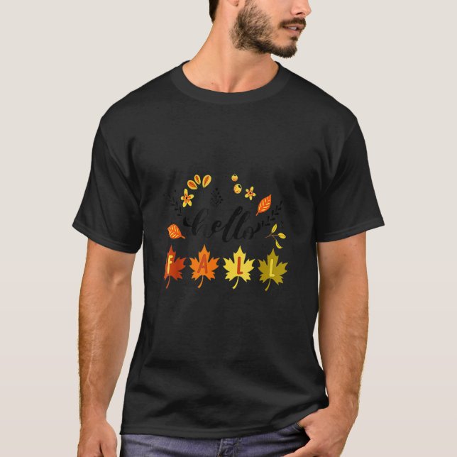 Hej Höst Fallande Höstlöv Söt T Shirt (Framsida)
