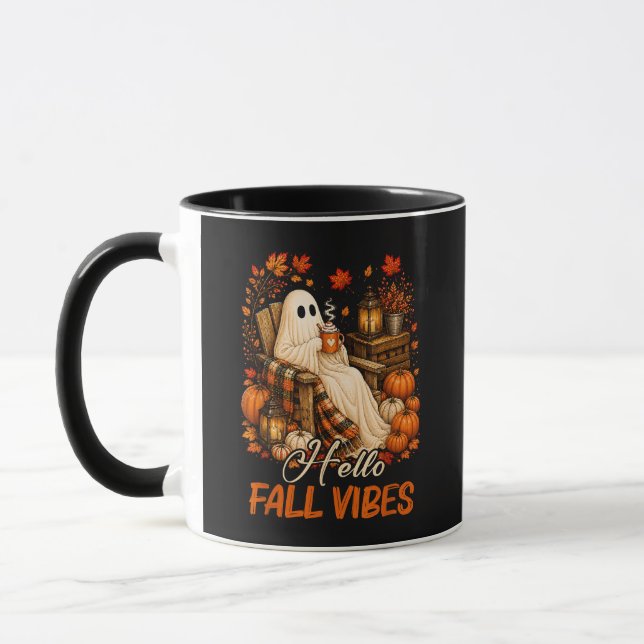 Hej Höst Känslor Spöke Söt Höst Pumpa Mugg (Vänster)